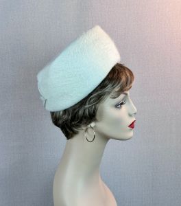 60s White Beaver Fur Pillbox Hat
