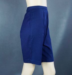 60s Navy Blue Cotton Twill Bermuda Shorts by Catalina, Sz 11/12, W25