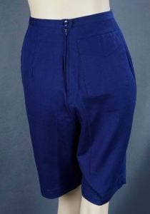 60s Navy Blue Cotton Twill Bermuda Shorts by Catalina, Sz 11/12, W25 - Fashionconservatory.com