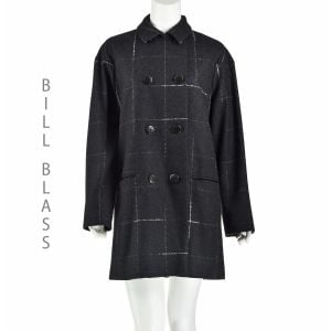 BILL BLASS Vintage 90s Demi-Couture Charcoal Gray Wool Walking Coat SZ 6 NWOT