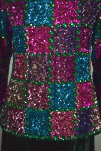 Patchwork 80s-90s sequins beaded jewel-toned top by Exclusive by Jainsons International (India) - Fashionconservatory.com