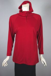 Emmanuelle Khanh 90s hooded tunic top red wool jersey