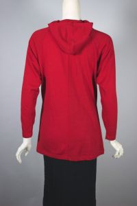 Emmanuelle Khanh 90s hooded tunic top red wool jersey - Fashionconservatory.com