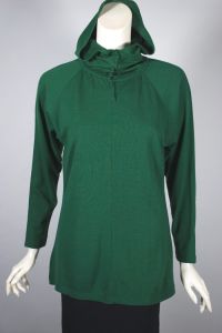 Emmanuelle Khanh 90s hooded top tunic green wool jersey