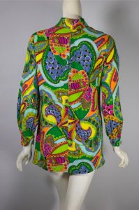 Groovy rainbow colors paisley print 1960s tunic top or micro-mini S - Fashionconservatory.com