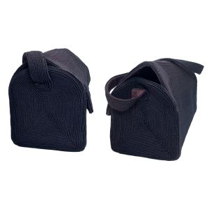 40s Dark Blue Cordé Box Bag w Gold Clasp & Feet - Fashionconservatory.com
