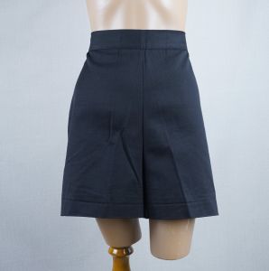 50s Black High Waist Wide Leg Cotton Twill Shorts w/ Back Zipper, Sz 16, NOS, W28