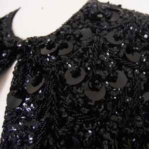 1950s Black Sequin and Beads Cardigan Sweater - Fashionconservatory.com