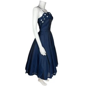 Vintage 1950s Party Dress w Spaghetti Straps and Organza Shawl - Fashionconservatory.com