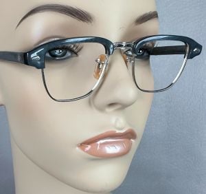 1950s Deadstock Gray Browline Eyeglass Frames, G-Man Style