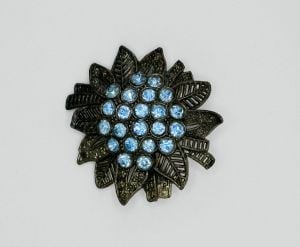 Vintage 40s Blue Rhinestone Brooch - Fashionconservatory.com