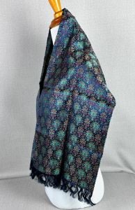 Vintage Silk Opera Scarf, Blue Brocade Silk Mens Neck Scarf - Fashionconservatory.com