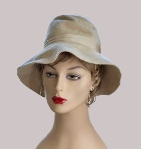 Vintage Borsalino Cream, Winter White Fur Felt Wide Floppy Brim Hat