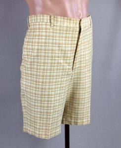 Vintage 60s Brown Plaid Mens Bermuda Golf Shorts by Botany, Sz 36