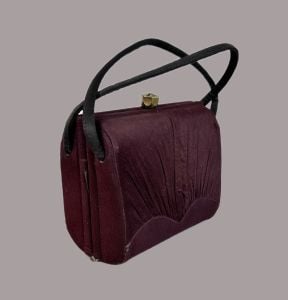 Vintage 50s Maroon Box Handbag, Purse - Fashionconservatory.com
