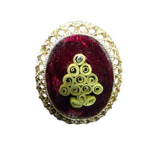 Vintage Christmas Tree Brooch / Pendant Combo Quilling Velvet - Fashionconservatory.com