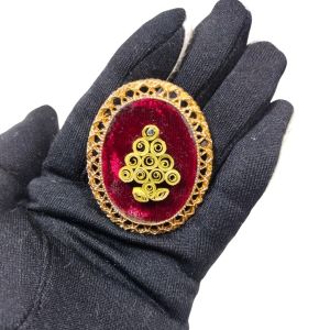 Vintage Christmas Tree Brooch / Pendant Combo Quilling Velvet