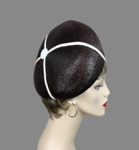 Vintage 60s Brown Raffia Bubble Crown Beret by Lane Bryant