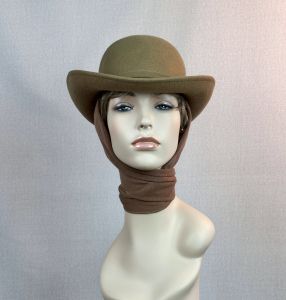 Vintage 90s Camel Western Style Scarf Hat - Fashionconservatory.com