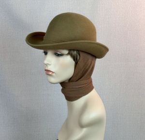 Vintage 90s Camel Western Style Scarf Hat