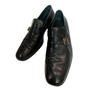 80s Men's Black Leather Buckle Loafers Switzerland | 9