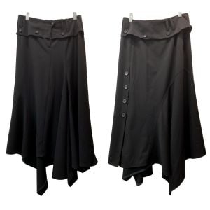 Y2K Black Asymmetrical Avant Gardé Jagged Hem Midi Skirt - Fashionconservatory.com