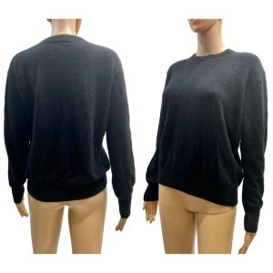 80s Black Wool Crewneck Pullover Sweater | Chest 40''