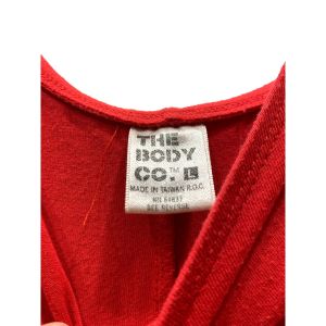 80s Red Cotton Spandex Full Body Suit Catsuit Leotard - Fashionconservatory.com