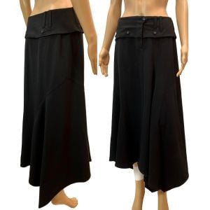 Y2K Black Asymmetrical Avant Gardé Jagged Hem Midi Skirt