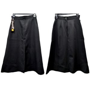 70s Deadstock Black A-Line Skirt – Vintage Academia Core Midi with Pockets - Fashionconservatory.com