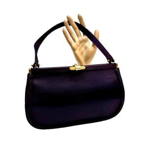 1960s Midnight Blue Silk Frame Evening Handbag - Fashionconservatory.com
