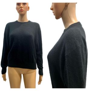 80s Black Wool Crewneck Pullover Sweater | Chest 40'' - Fashionconservatory.com
