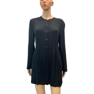 80s Gothic Black Long Sleeve Tunic Italy