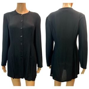 80s Gothic Black Long Sleeve Tunic Italy - Fashionconservatory.com