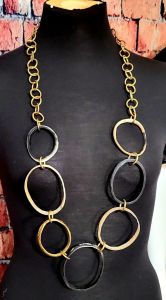 1980s Awe-Inspiring Buffalo Horn and Brass African Statement Necklace - Fashionconservatory.com