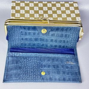 Vintage 70s Navy Blue Leather Buxton French Clutch Wallet, Billfold, Deadstock in Box - Fashionconservatory.com