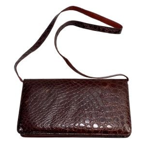Vintage 70s Genuine Alligator Shoulder Bag | Convertible Clutch | Souvenir Exotic Leather Purse - Fashionconservatory.com