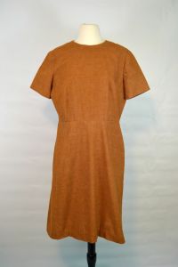 1960s Brown Cotton Day Shift Dress, Retro, Housewife, Every Day Wear - Fashionconservatory.com