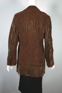 Brown suede leather fringed 1950s Western jacket unisex cowboy - Fashionconservatory.com