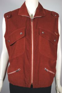 Rust corduroy 80s vest cargo zip pockets New Wave style - Fashionconservatory.com