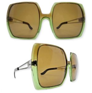 Vintage 1960s Oversized Mod Sunglasses, Green, Original Glass Lenses, SO FAB!