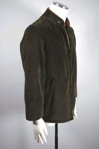 Dark olive brown zip-front corduroy men's jacket 1960s - Fashionconservatory.com