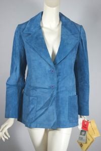 Light blue suede jacket 1970s Anne Klein blazer deadstock