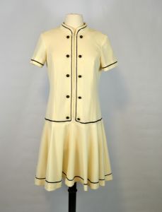 1960s Ivory Drop Waist, Short Sleeve Dress by Trends by Jerrie Lurie - Fashionconservatory.com