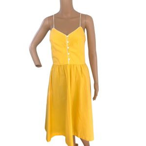 Vintage Bright Yellow Dress Retro Act 70s 80s