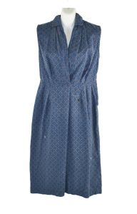 1950s Blue Sleeveless Shirtwaist Cotton Dress by Bea Young, Need TLC - Fashionconservatory.com