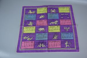 1954 Purple Calendar Handkerchief, Horoscopes  - Fashionconservatory.com