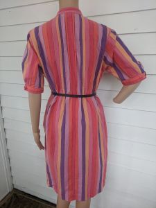 Striped 80s Dress Casual Cotton Vintage California Girl  - Fashionconservatory.com