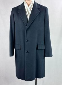 80s Mens Black Mongolian Cashmere Overcoat by Barron Anderson, Sz M