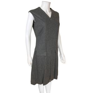 Vintage 1960s Jumper Dress Grey Wool Casual Sportswear Montreal Size M - Fashionconservatory.com